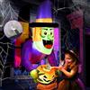 Solpex Decorazione di Halloween, Decorazione Strega con Zucca, 135 cm, LED Bianchi, Spaventosa Strega Gonfiabile per Halloween, Festa, Giardino, Prato, Finestra (Verde e Viola)