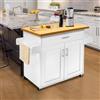 UISEBRT Carrello da cucina mobile con piano di lavoro in legno | Pratico mobile da cucina su ruote, utilizzabile in modo flessibile come carrello da portata, salvaspazio per cucina
