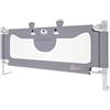 UISEBRT Griglia di protezione per letto per bambini, 200 cm, altezza regolabile, protezione da caduta, colore: grigio