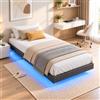 IRONCK Letto 90 x 200 cm, con illuminazione a LED e stazione di ricarica, struttura per letto 120 x 200 cm, con vano portaoggetti, telaio per letto 120 x 200 cm, letto per ragazzi, letto in metallo