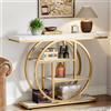 Tribesigns Tavolo consolle da 104,1 cm, tavolo industriale a 4 livelli con base circolare, tavoli decorativi in legno stretto con ripiani portaoggetti per soggiorno, corridoio, ingresso