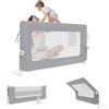 UISEBRT Griglia di protezione del letto, 200 cm, pieghevole, per bambini, protezione dalle cadute, altezza regolabile per lettino, traspirante, con custodia, colore: grigio