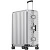 LUGGEX Valigia Grande Rigida Con Struttura In Alluminio | 100% PC Valigia senza Zip, Trolley Bagaglio Con 8 Ruotes, Chiusura a Combinazione, Argento