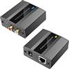 VEDINDUST Analog Audio Extender Amplificatore analogico RCA 3.5mm stereo sopra Ethernet singolo Cat5e 6 7 cavo fino a 1475 Ft adattatore convertitore di supporto PCM stereo POC Power on Cat