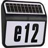 UISEBRT Numero civico a LED solare illuminato in acciaio inox, numero civico solare con 2 LED per esterni, lampada solare con interruttore crepuscolare e pannello solare in silicio amorfo (nero)