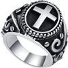 OIDEA Anello Uomo Croce in Acciaio Inossidabile,Oura Ring Anelli Preghiera Gotico Findanzamento Regalo per Uomo/Ragazzo/Padre/Compleanno/Natale/Halloween,Colore Argento Misura 20-30 da Scelta