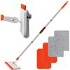 Qaestfy Pulitore per Battiscopa con Manico Scopa mocio lavapavimenti mop mocio pavimenti lavavetri telescopico per pulizia con 4 tamponi riutilizzabili