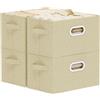 ENUMAIL Contenitori senza Coperchio Aperta,38x25x25cm,Grigio Beige,4 Pezzi | Scatole Portaoggetti in Tessuto Pieghevoli,Cubo di Stoccaggio con Supporto di Tavola PP,Organizer per Cassetti Lavabile