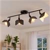 LVWIT Plafoniera 4 Faretti Orientabili, Faretto da Soffitto E14, Faretti LED Soffitto Nero(Senza Lampadina)