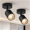 wowatt 2 Pezzi Faretti Led Soffitto Orientabili Nero Gu10, Senza Lampadine | Moderna Plafoniera Faretti, Lampadario Faretto da Parete Interno Rotondo Lampada da Soffitto per Soggiorno, Cucina, Corridoio