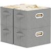 ENUMAIL Scatole Portaoggetti Pieghevole Aperta,38x25x25cm,Grigio,4 Pezzi | Scatole di Stoccaggio Pieghevoli senza Coperchio,Scatola con Maniglia in Metallo,Contenitori per Armadio in Tessuto