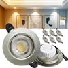 Laiebri Faretti LED da incasso, 230V, dimmerabili, 6W, IP44, diametro 68mm, orientabili a 38°, temperatura colore 3000K/4000K/6000K, per bagno, faretti piatti da incasso, Nichel, 6er