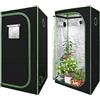 Daromigo Tenda da coltivazione, 100 x 100 x 200 cm, 600D Oxford, impermeabile, per la coltivazione in interni, serra ventilata, colore: nero e verde