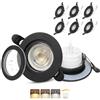 Aulaiyi Faretti LED da Incasso per Cartongesso 230V Dimmerabile IP65, 6W Faretto Incasso Ultra Piatti Foro Ø58-75mm, Caldo/Neutro/Freddo Faretti LED Soffitto per Bagno, Set di 6 Nero