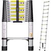 SIMPDIY Scala Telescopica in Acciaio Inox, 3,8m Scala Estensibile, Scale | Scala Portatile con Piedini Antiscivolo, Scala Allungabile per Soffitta, Coperture, Camper, Decorazione e Manutenzione
