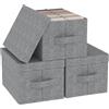 ENUMAIL Scatole Portaoggetti Lavabile con Manici,42x30x26cm,Grigio,3 Pezzi | Scatole di Stoccaggio Pieghevoli con Coperchio,Scatola con Supporto di Tavola PP,Contenitori per Armadio in Tessuto