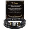 Cheerslife Bracciale Uomo in Pelle Regalo Uomo Figlio Fratello | Idee Regalo Natale Compleanno Anniversario Matrimonio Laurea Scuola A Mio Figlio Regali per Lui Natale