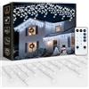 ARKOCHIC 30M Luci Natale Esterno Cascata, LED Tenda Luminosa Natale | Bianco Freddo, 8 Modalità con Telecomando, Impermeabile IP65, Luci Decorazioni Natalizie per Casa, Balcone, Finestra