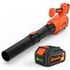 Bravolu Soffiatore a Batteria, Bravolu Soffiatore Foglie Elettrico, con Batteria da 5200 mAh e Caricabatteria, Velocità Aria Max 305 km/h, 5 Velocità Regolabili e Modalità Turbo