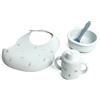 Bamboom Set Baby in Silicone - Bavaglino, Scodella, Cucchiaio e Bicchiere con beccuccio - Fawn Acqua