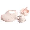 Bamboom Set Baby in Silicone - Bavaglino, Scodella, Cucchiaio e Bicchiere con beccuccio - Fawn Pink