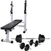 vidaXL Panca per pesi con ripiano, set di bilancieri e manubri 60,5 kg