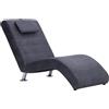 vidaXL Chaise longue con cuscini grigi in pelle scamosciata