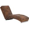 vidaXL Chaise longue da massaggio in pelle scamosciata marrone