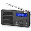 August MB225 Radio portatile con funzione DAB+ / DAB/FM RDS 40 preselezioni Radiosveglia digitale Radio digitale stereo/mono con timer di spegnimento Doppia sveglia
