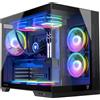 Modecom Case per computer MODECOM Volcano Panorama Apex ARGB 7F, grigio, torre media, 7 ventole ARGB, pannello frontale in vetro panoramico, 150 mm, ideale per PC da gaming