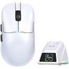 Ajazz A.JAZZ AJ159P MC PRO Superlight, mouse da gaming wireless, con base di ricarica RGB, colore bianco