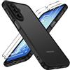 iVoler Cover Opaca per Samsung Galaxy A18 / A17 4G / 5G con 2 Pezzi Vetro Temperato, [Antiurto di Grado Militare] Custodia Traslucida Posteriore Anti-Impronte Anti-Graffio Rigida Sottile Case, Nero