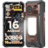 HOTWAV W11 Pro Rugged Smartphone Android 16 Telefono Indistruttibile | 16GB+256GB/1TB TF Cellulare Robusto, 20800mAh 6.6" 60Hz 64MP+16MP, Gemini AI, NFC/Face ID/OTG/GPS/Dual SIM 4G