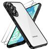 caslord Cover trasparente per Samsung Galaxy A56 | Protezione antiurto | PC e TPU | Protezione per la fotocamera | Resistente alle impronte digitali | Trasparente + Nero