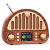 ROCAM Radio Vintage Portatile DAB+/DAB/FM con Bluetooth & 3000mAh Batteria | Lunga Durata Della Batteria, Segnale Ultra Potente, Altoparlanti Stereo, Sveglia, 80 Stazioni Preimpostate, 12 Lingue