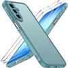 iVoler Cover Opaca per Samsung Galaxy A18 / A17 4G / 5G con 2 Pezzi Vetro Temperato, Antiurto di Grado Militare Custodia Traslucida Posteriore Anti-Impronte Anti-Graffio Rigida Sottile Case, Turchese