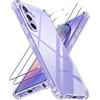 iVoler Cover per Samsung Galaxy A54 5G, Antiurto Custodia con Paraurti in TPU Morbido e 3 Pezzi Pellicola Vetro Temperato, Ultra Sottile Trasparente Silicone Protettiva Case
