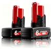 POWTREE 2X M12B6 Batteria 12V 6,0Ah Batteria per Milwaukee M12 Li-ion XC 48-11-2401 48-11-2402 48-11-2410 48-11-2420 48-11-2411 48-11-2460 Strumenti cordless