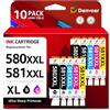 Denvoer 580 581 XXL Compatible Ink Cartridges for cartouche Canon 580 581 | Compatibile Canon PGI-580 CLI-581 per Pixma TS705 TS705a TS6350 TS6350a TS6351 TS6351a TS6300 TR8550 TS9550 (Confezione da 10