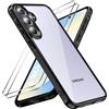 caslord Cover trasparente per Samsung Galaxy S25 FE | Protezione antiurto | PC e TPU | Protezione per la fotocamera | Resistente alle impronte digitali | Trasparente + Nero