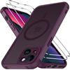 iVoler Cover per iPhone 13 con 2 Vetro Temperato, MagSafe, Bordeaux | Set 3-in-1, Anti-Urto Militare, Custodia Traslucida Opaca Sottile, Anti-Impronte, Anti-Graffio