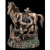 Figuren Shop GmbH Figura Di Cowboy Con Cavallo In Pausa - Far West Figurina Decorativa