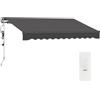 Outsunny Tendalina elettrica altezza regolabile 300x250cm Grigio scuro | Con telecomando, arrotolabile con manovella, telaio in alluminio, protezione UV30+, per giardino, porta e finestra