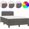 vidaXL Letto a molle con materasso e LED grigio scuro 120x200 cm in velluto