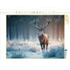 CALVENDO Puzzle Cervi nella foresta invernale - Cervi rossi nella luce gelida del mattino | 1000 Pezzi Puzzle 64x48cm Foto puzzle per ore felici