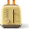 BUYDEEM Tostapane retrò a 2 slice extra large, in acciaio inox con leve di sollevamento, funzione bagel e muffin, vassoio rimovibile per crumb, 7 toast shade settings - Mellow Yellow