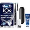 Oral-B iO 6 Spazzolino Elettrico, 2 Testine, Custodia, Dentifricio, Nero | 2 Testine di Ricambio per Spazzolino Elettrico, Ricaricabile, Custodia + 1 Dentifricio Advanced Rigenera Smalto