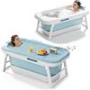 UISEBRT Vasca da bagno pieghevole, 118 x 61 x 53 cm, con manico nascosto | Vasca da bagno pieghevole per adulti, coperchio in 3 pezzi, doppio scarico, piegata, 118 x 61 x 18 cm