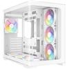 Samà Case per PC Mid-Tower Cubico SAMA V60, colore bianco, compatibile con formati ATX, Micro-ATX e Mini-ITX, include 7 ventole ARGB da 120mm, pannelli laterali in vetro temperato curvo, porta USB Type-C