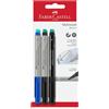 FABER-CASTELL - Pennarello Multimark Permanent F, 3 colori | Inchiostro permanente per pellicole, CD, vetro, plastica e metallo